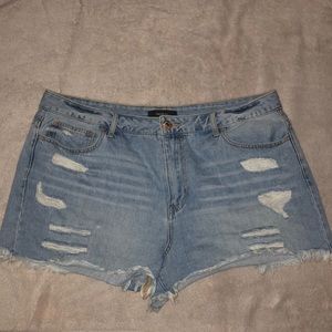 Forever 21 Light Wash Distressed Denim Shorts
